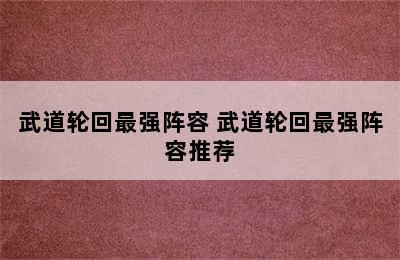 武道轮回最强阵容 武道轮回最强阵容推荐